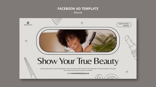 Free PSD hand drawn beauty concept facebook template