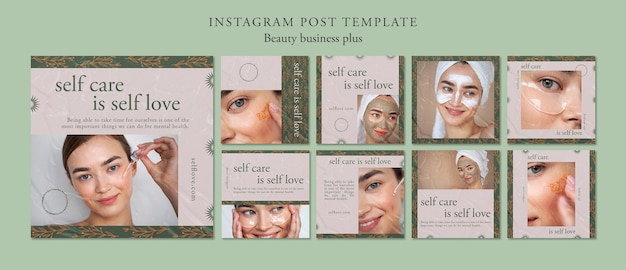 Free PSD hand drawn beauty concept instagram posts