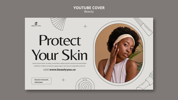 Free PSD hand drawn beauty concept youtube cover template