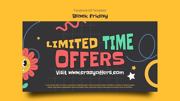 Free PSD hand drawn black friday facebook template