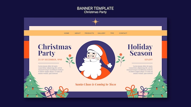 Hand drawn christmas party banner template