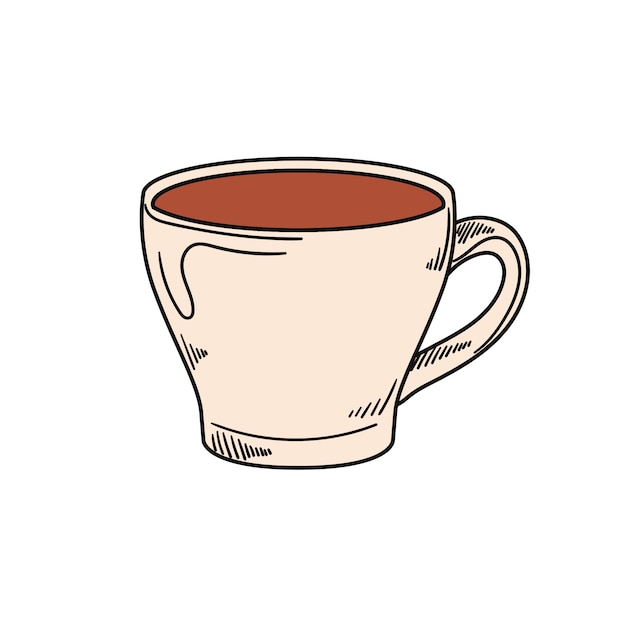 Free PSD hand drawn coffee cup isolated