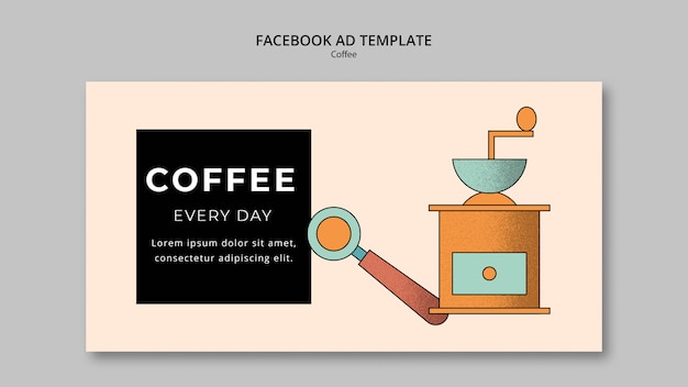 Free PSD hand drawn coffee facebook template