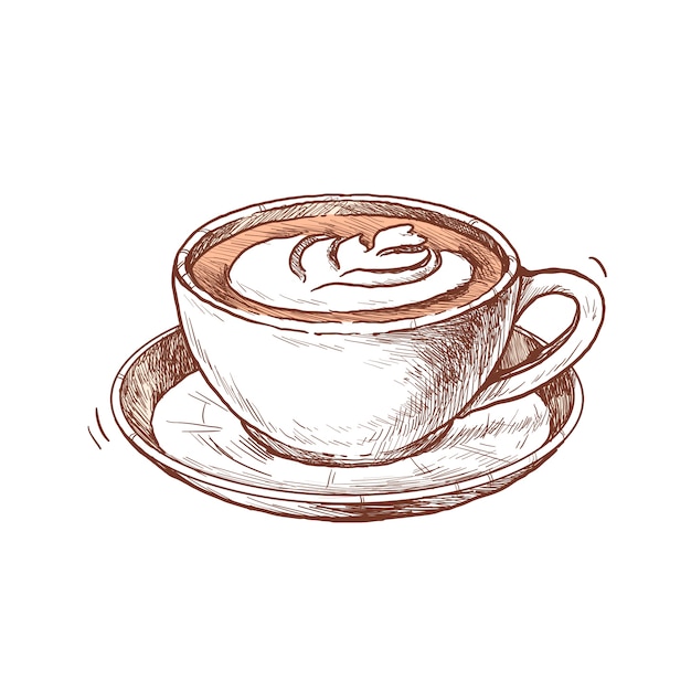 Free PSD hand drawn coffee illustration