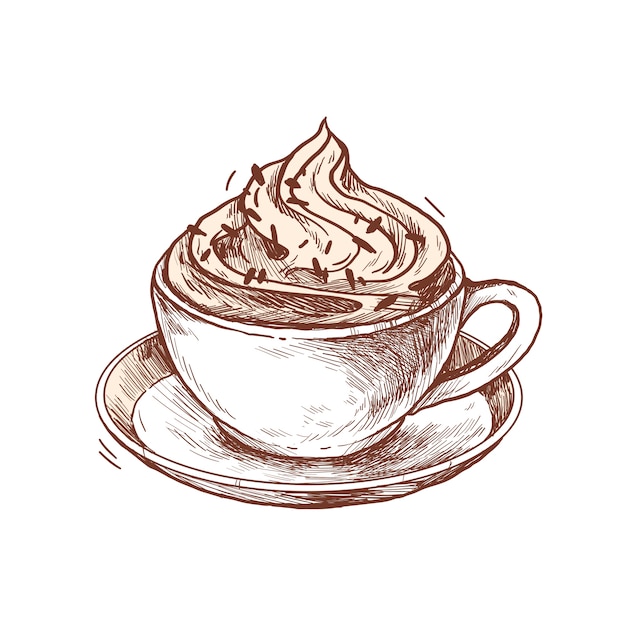 Free PSD hand drawn coffee illustration