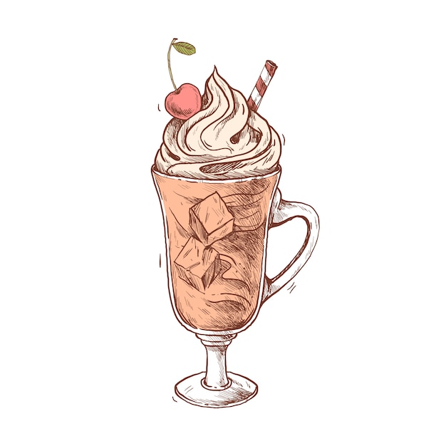 Free PSD hand drawn coffee illustration