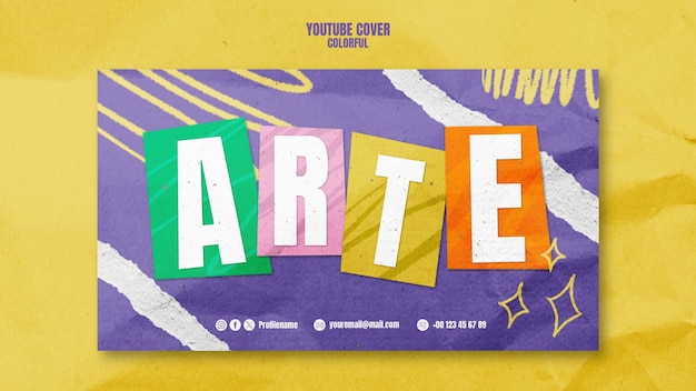 Free PSD hand drawn colorful event  youtube cover