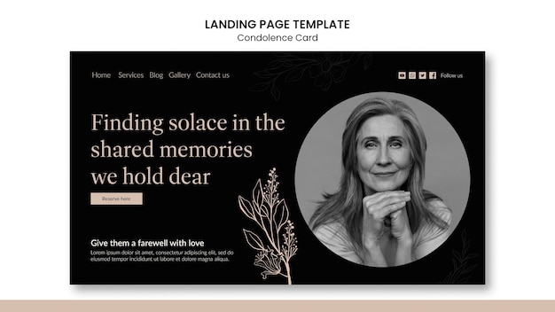 Free PSD hand drawn condolence card landing page