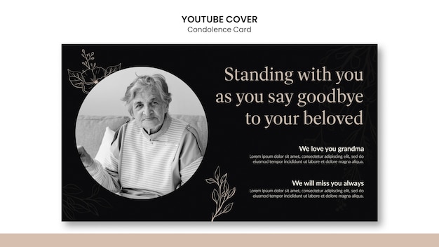 Free PSD hand drawn condolence card youtube cover