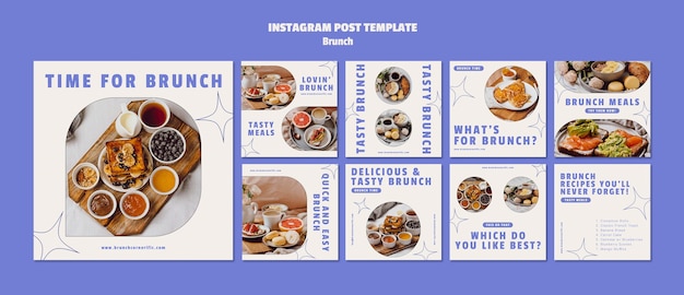 Free PSD hand drawn delicious brunch instagram posts