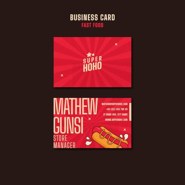 Hand drawn delicious fast food business card