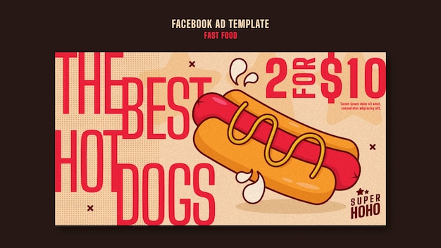 Free PSD hand drawn delicious fast food facebook template