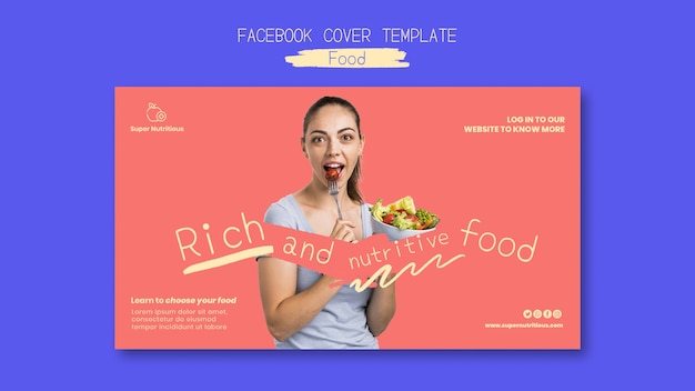 Free PSD hand drawn delicious food facebook cover