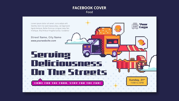 Free PSD hand drawn delicious food facebook cover