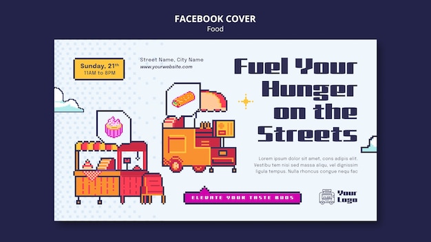 Hand drawn delicious food facebook cover