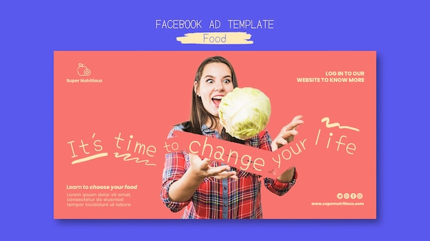 Free PSD hand drawn delicious food facebook template