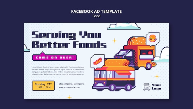 Free PSD hand drawn delicious food facebook template