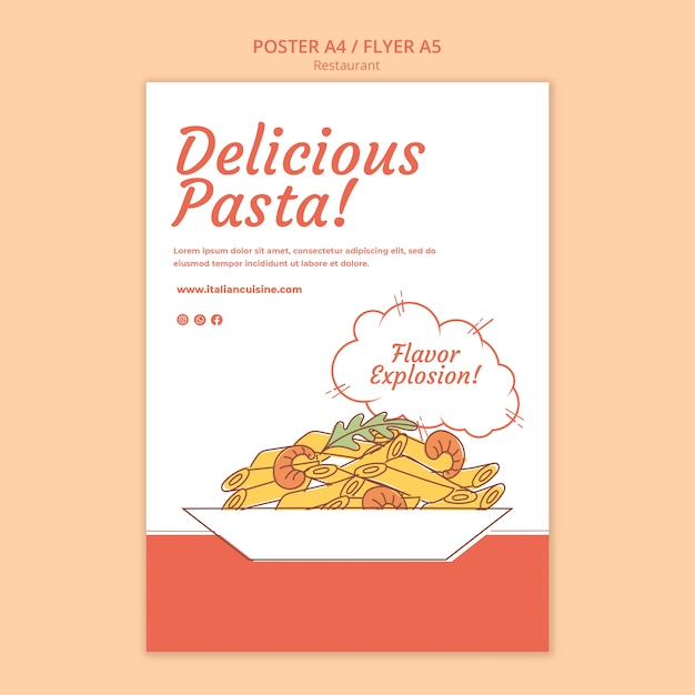 Free PSD hand drawn delicious food restaurant poster