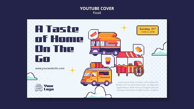 Free PSD hand drawn delicious food youtube cover