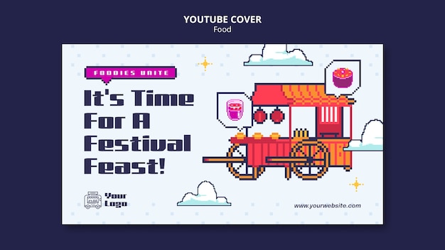 Free PSD hand drawn delicious food youtube cover