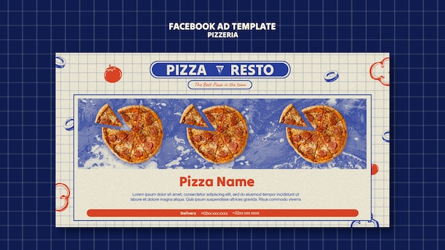 Free PSD hand drawn delicious pizzeria facebook template