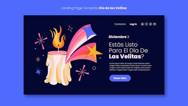 Free PSD hand drawn dia de las velitas landing page