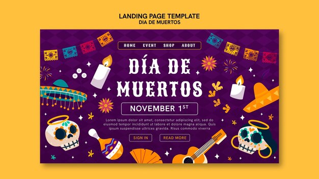 Hand drawn dia de muertos landing page