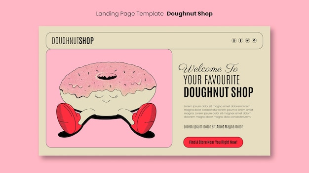 Free PSD hand drawn doughnut shop landing page