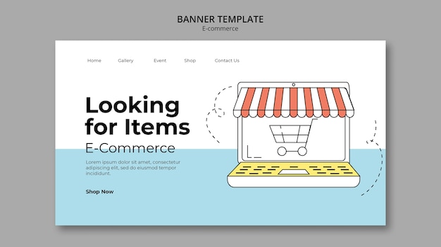 Free PSD hand drawn e-commerce landing page template