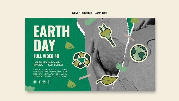 Hand drawn earth day youtube cover template