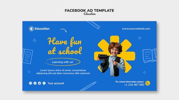 Hand drawn education concept facebook template