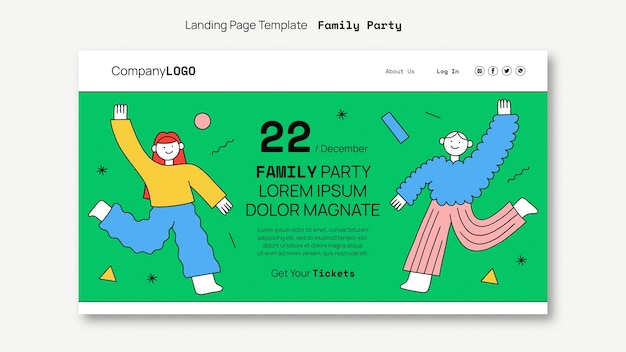 Hand drawn family party landing page