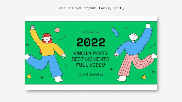 Free PSD hand drawn family party youtube cover