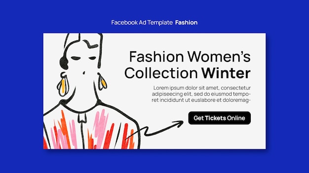 Free PSD hand drawn fashion collection facebook template