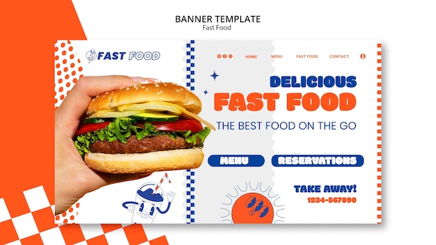 Free PSD hand drawn fast food landing page template