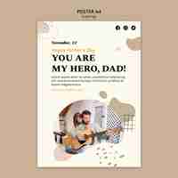 Free PSD hand drawn father's day a4 poster template