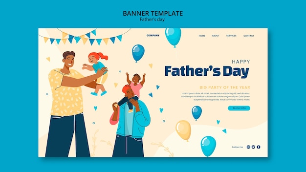 Free PSD hand drawn father's day landing page template