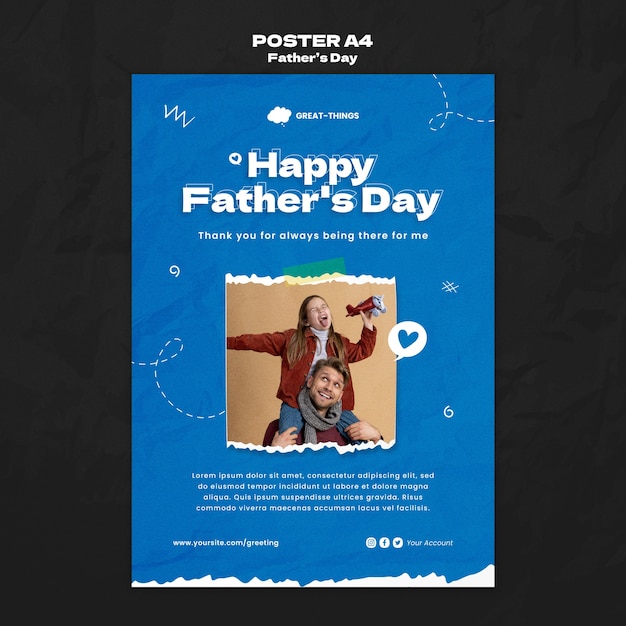 Free PSD hand drawn father's day poster template