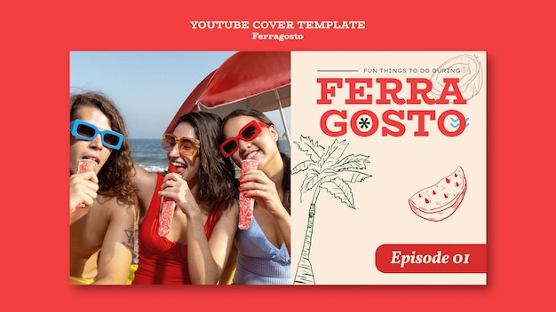 Free PSD hand drawn ferragosto celebration  youtube cover