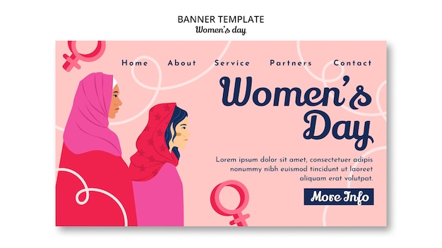 Hand drawn flat women's day banner template