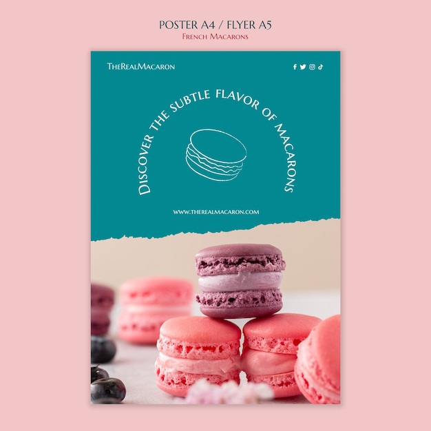 Hand drawn french macarons poster template