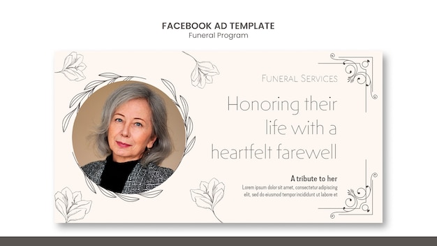 Free PSD hand drawn funeral program facebook template