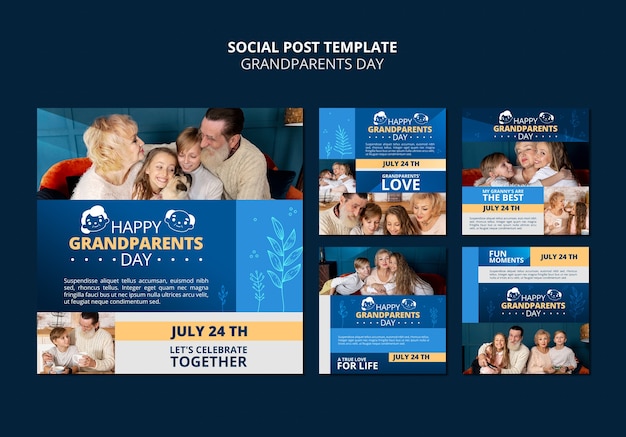 Hand drawn grandparents day social media post