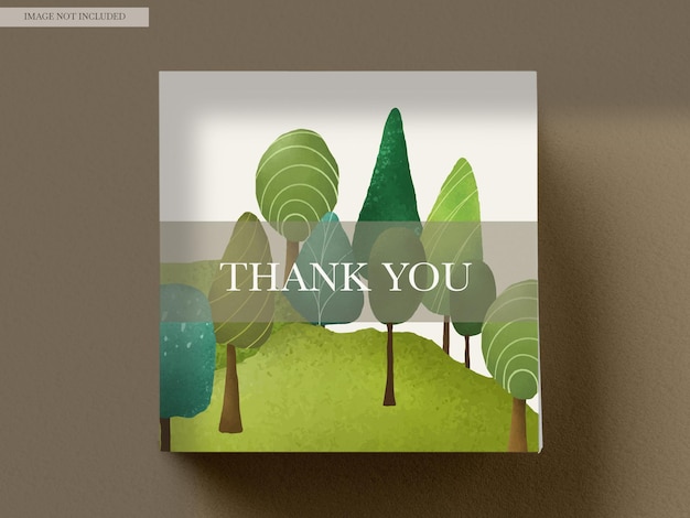 Free PSD hand drawn greenery tree invitation card template with beautiful landscape