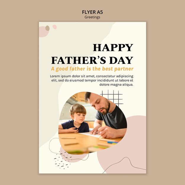 Hand drawn happy father's day flyer template