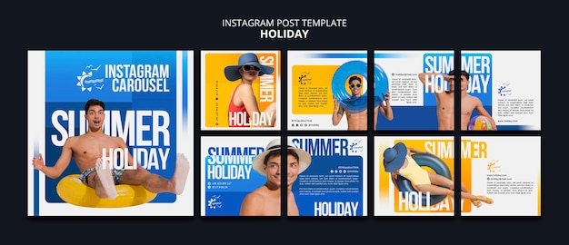 Free PSD hand drawn holiday fun instagram posts