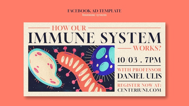 Free PSD hand drawn immune system facebook template