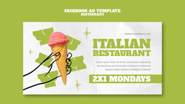 Free PSD hand drawn italian restaurant facebook template