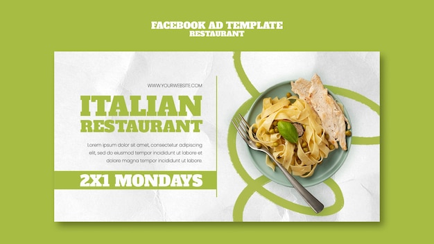 Free PSD hand drawn italian restaurant facebook template