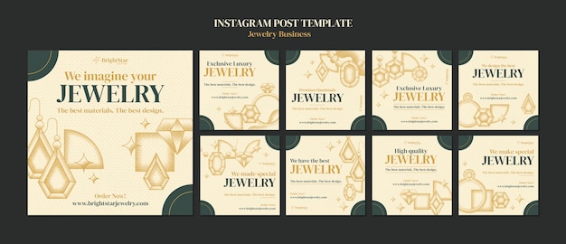 Free PSD hand drawn jewelry business instagram posts